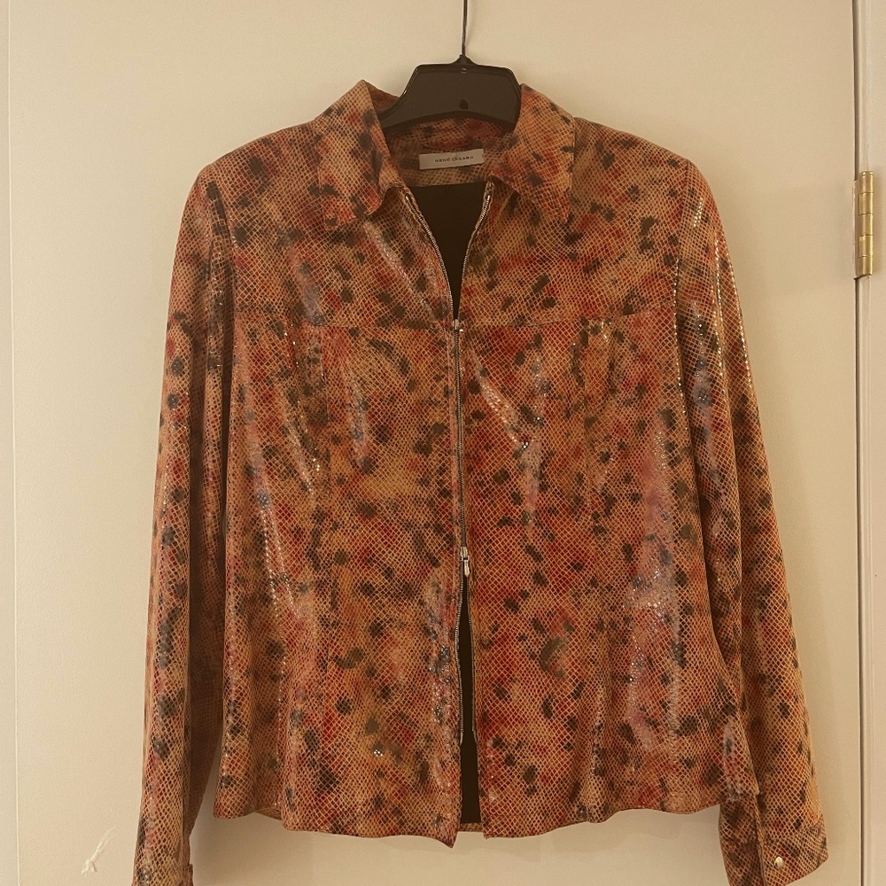 René Lezard snakeskin print leather jacket